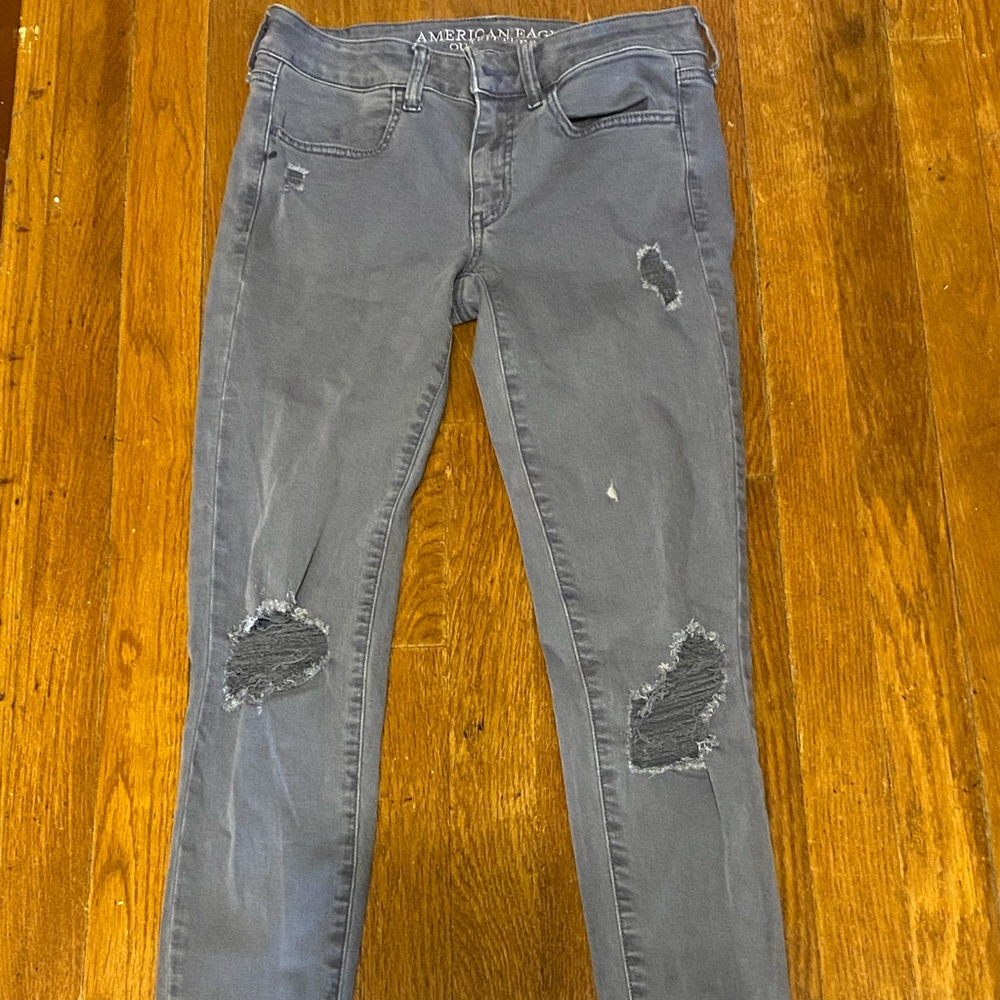 Grey ripped American eagle jeans